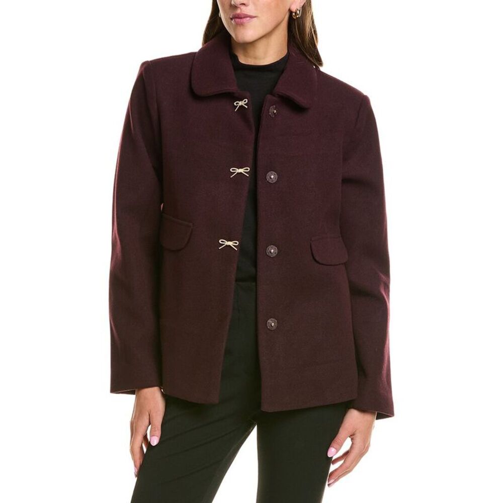 Cece Womens  Short Swing Bow Buttons Jacket, Red